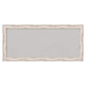 Alexandria Whitewash Narrow Wood Framed Grey Corkboard 33 in. x 15 in. Bulletin Board Memo Board