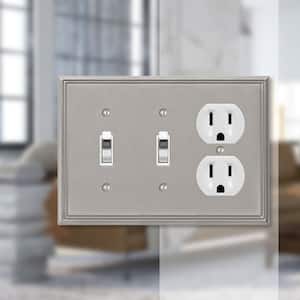 Rhodes 3 Gang 2-Toggle and 1-Duplex Metal Wall Plate - Brushed Nickel