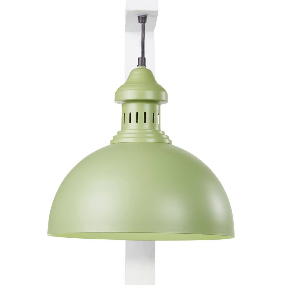 Green and White Industrial Plug-In Wall Sconce with Metal Dome Shade