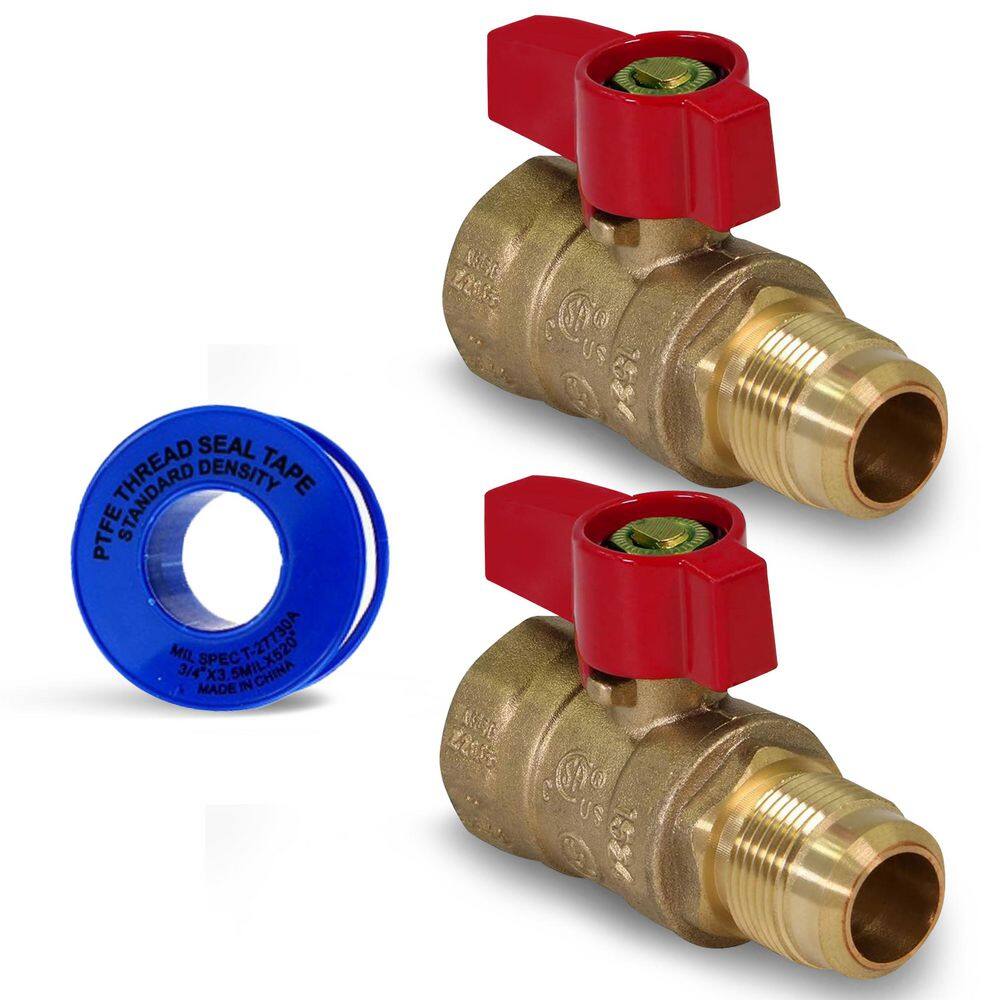 5/8 in. Flare (15/16 THD) x 3/4 in. Female Iron Pipe Threaded Gas Ball Valve, Brass (2-Pack) price history on PriceWatchPro