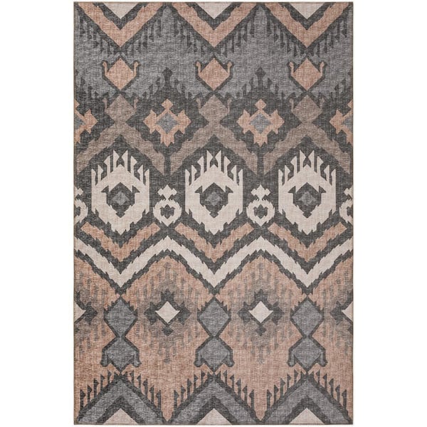 Yuma Brown 8 ft. x 10 ft. Geometric Indoor/Outdoor Washable Area Rug