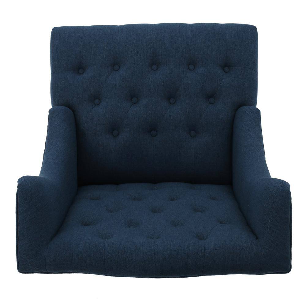 Toddman High Back Blue Tufted Accent Chair with Wood Legs