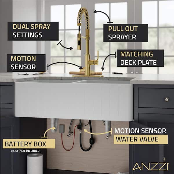 ANZZI Ola Hands Free Touchless 1-Handle Pull-Down Sprayer