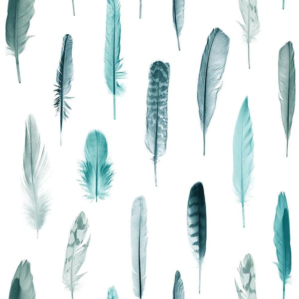 ESTA Home Nala Turquoise Feathers Turquoise Wallpaper Sample