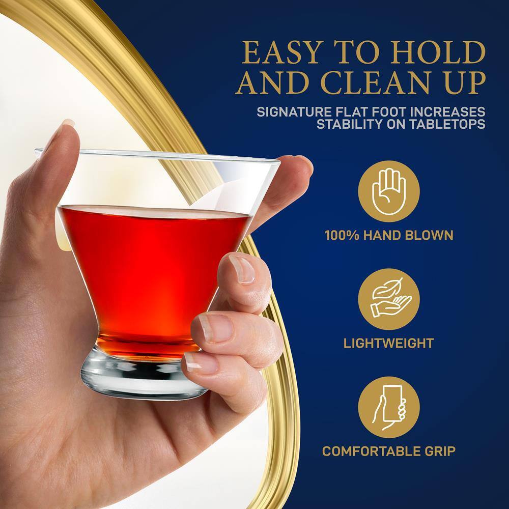 NutriChef 8.4oz Ultra Clear Hand Blown Whiskey Glass Set