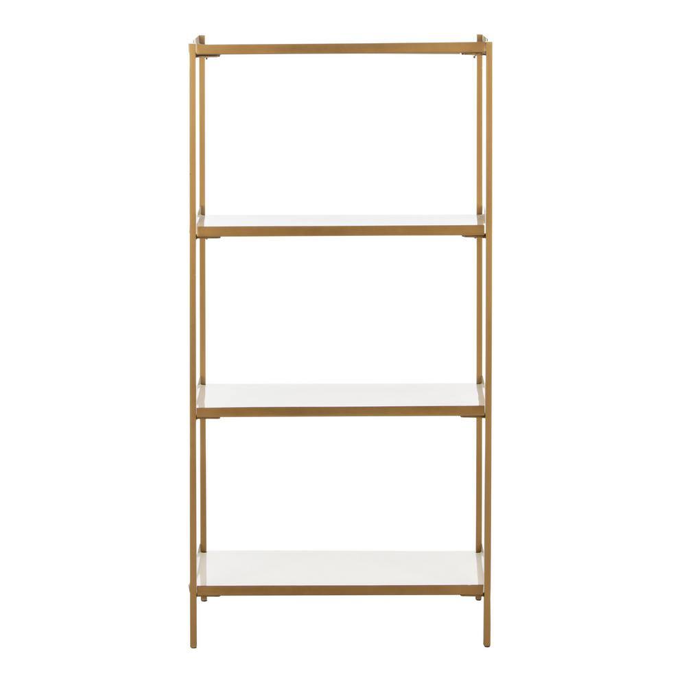 Daniella White and Brass 4-Tier Iron Etagere