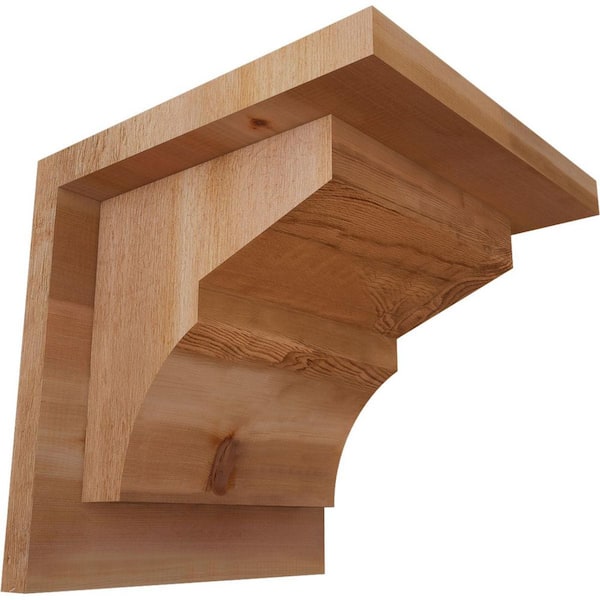 Ekena Millwork 8 in. x 8 in. x 8 in. Western Red Cedar Monterey Rough Sawn Corbel with Backplate
