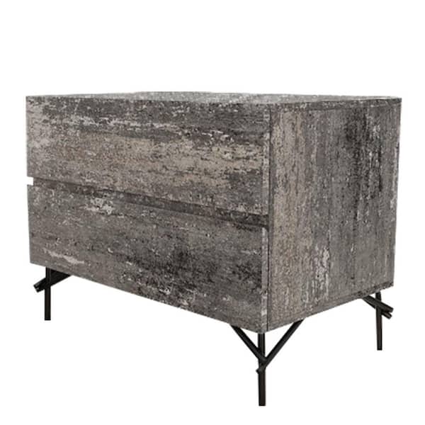 Benjara Gray and Black 2-Drawer 27 in. Wooden Nightstand