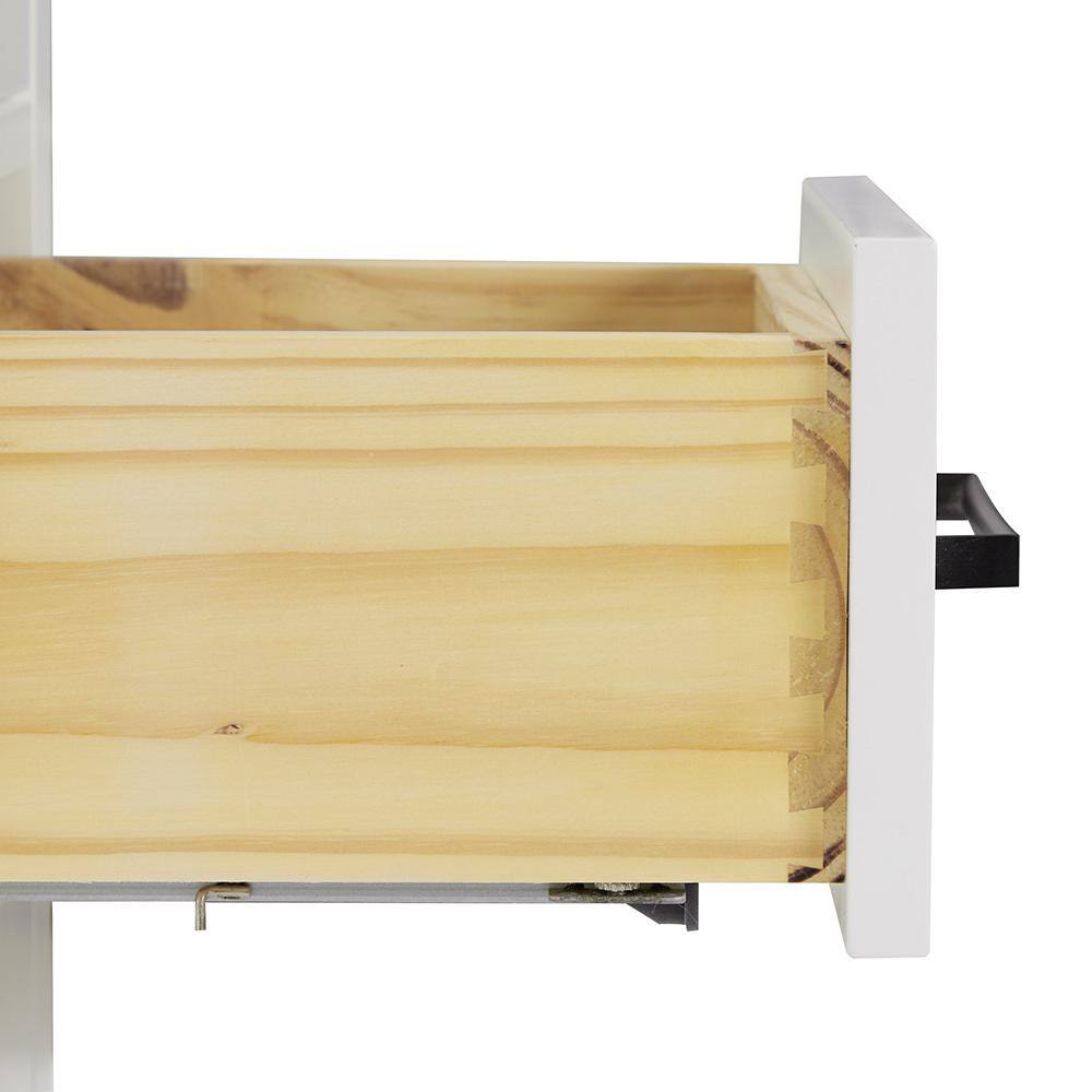 White Hardwood Freestanding Single Vanity with Quartz Top