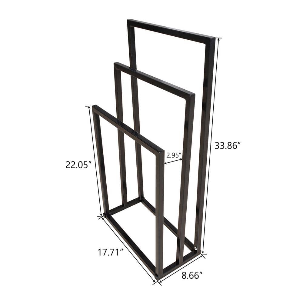 Freestanding Satin Chrome 3-Tier Metal Towel Rack
