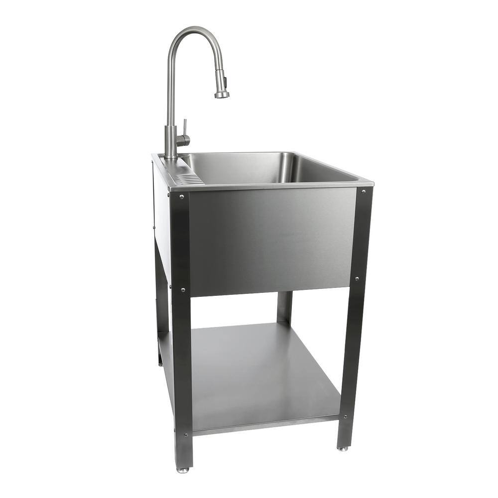 28" Stainless Steel Freestanding Utility Sink with Faucet
