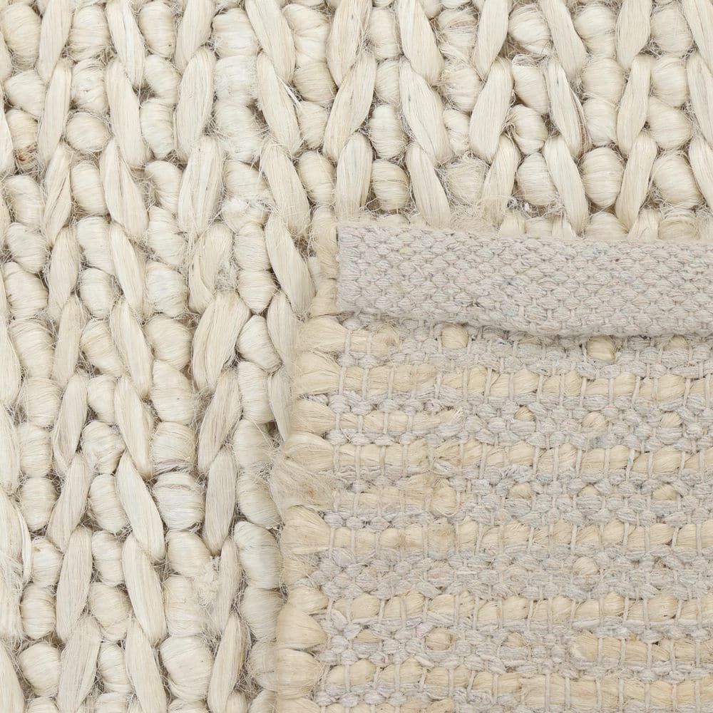 Transitional Hand-Knotted Beige Cotton Area Rug, 9' x 12'