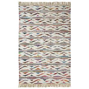 5 ft. x 8 ft. White and Southwest Palette Geometric Hand Woven Area Rug