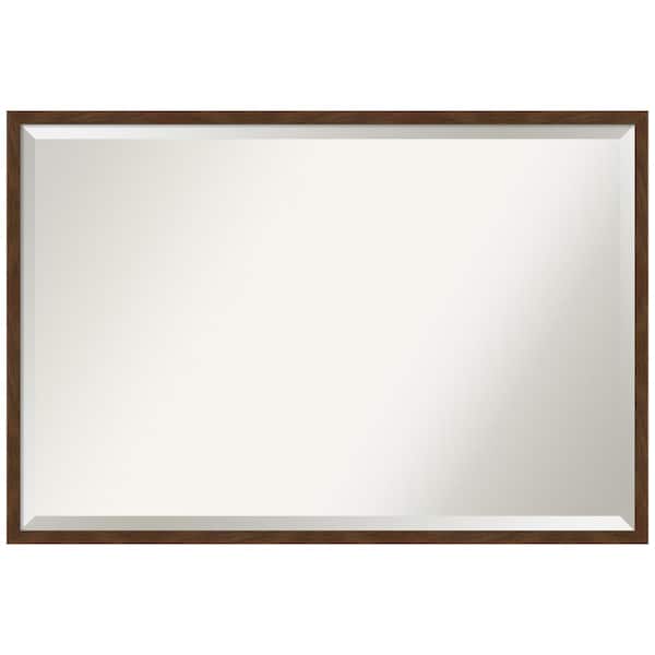 Carlisle 37 in. x 25 in. Rustic Rectangle Framed Brown Narrow Bathroom Vanity Wall Mirror