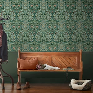 William Morris At Home Blackthorn Deep Green Wallpaper Sample