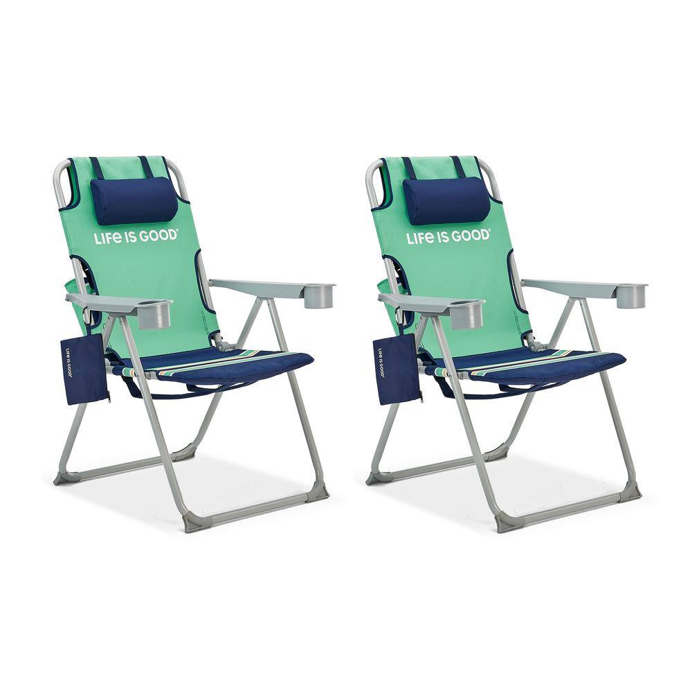 Life is Good Backpack Lawn Chairs Green Sun Aluminum Folding Lawn Chair LIGTCCGSGS2PK The