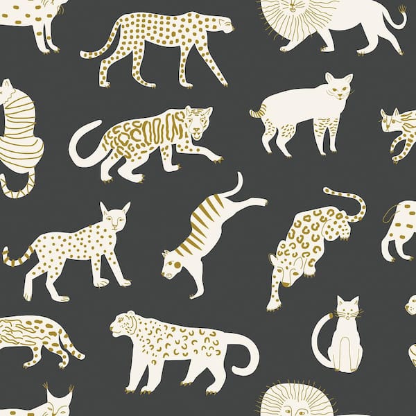 NuWallpaper Black Kitty Kitty Peel and Stick Wallpaper