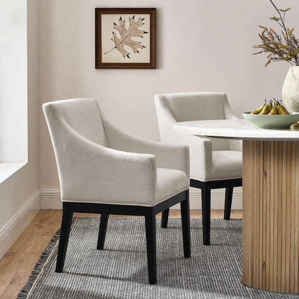 Modway Alton Upholstered Dining Chair with Arms in Salt Black