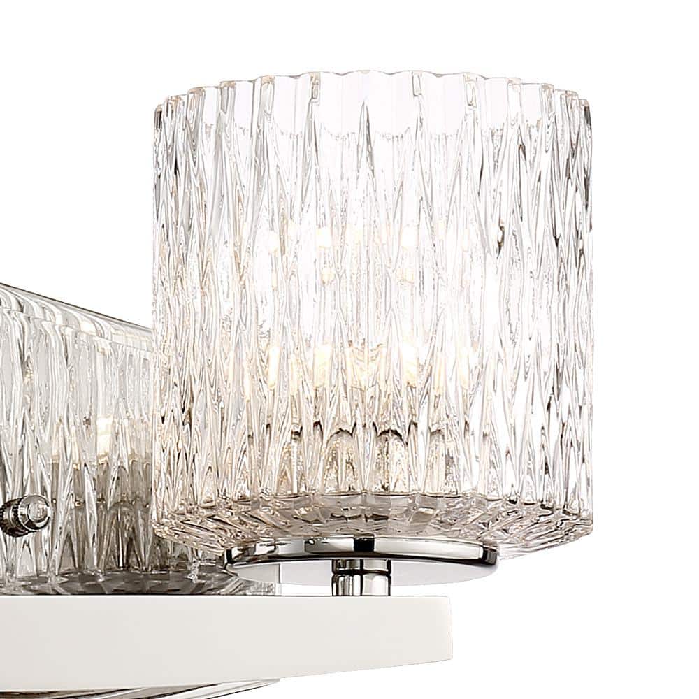 Elegant Dual-Arm Polished Nickel Bath Vanity with Clear Jeweled Glass