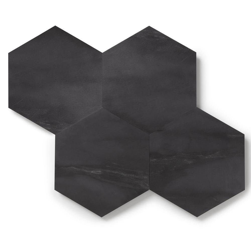 Meteorite Black Hexagon Matte Vinyl Mosaic Tile
