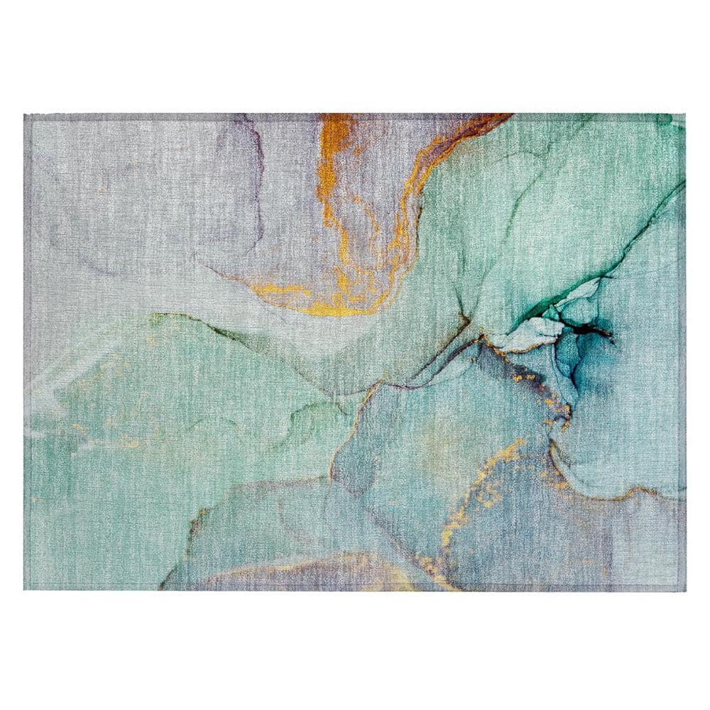 Teal 2 ft. x 3 ft. Abstract Indoor/Outdoor Area Rug price history on PriceWatchPro
