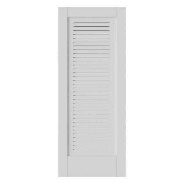 JELD-WEN 24 in. x 80 in. 1 Panel Solid Core White Primed MDF Wood Interior Door Slab w/ Full Modern Ventilated Panel Louver