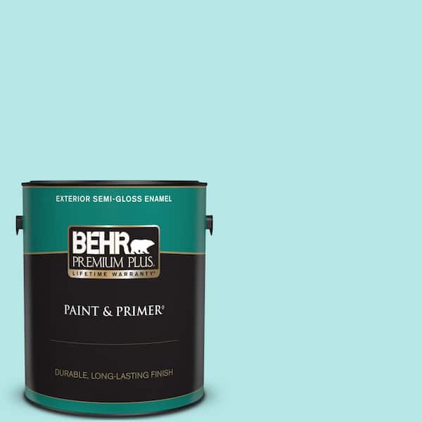 BEHR PREMIUM PLUS 1 gal. #500A-2 Refreshing Pool Semi-Gloss Enamel Exterior Paint & Primer