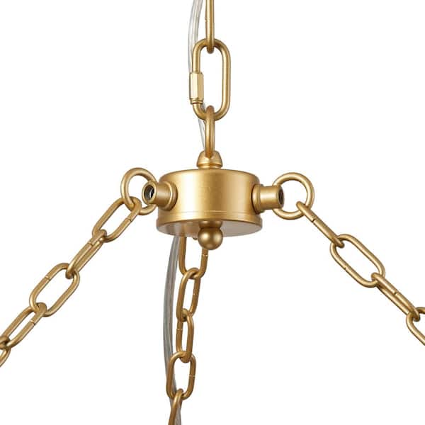 aiwen 29.92 in. 6-Light Gold Woven Oversized Chandelier Boho