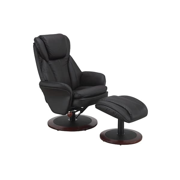 Mac Motion Comfort Chair Java Leather Swivel Recliner with Ottoman