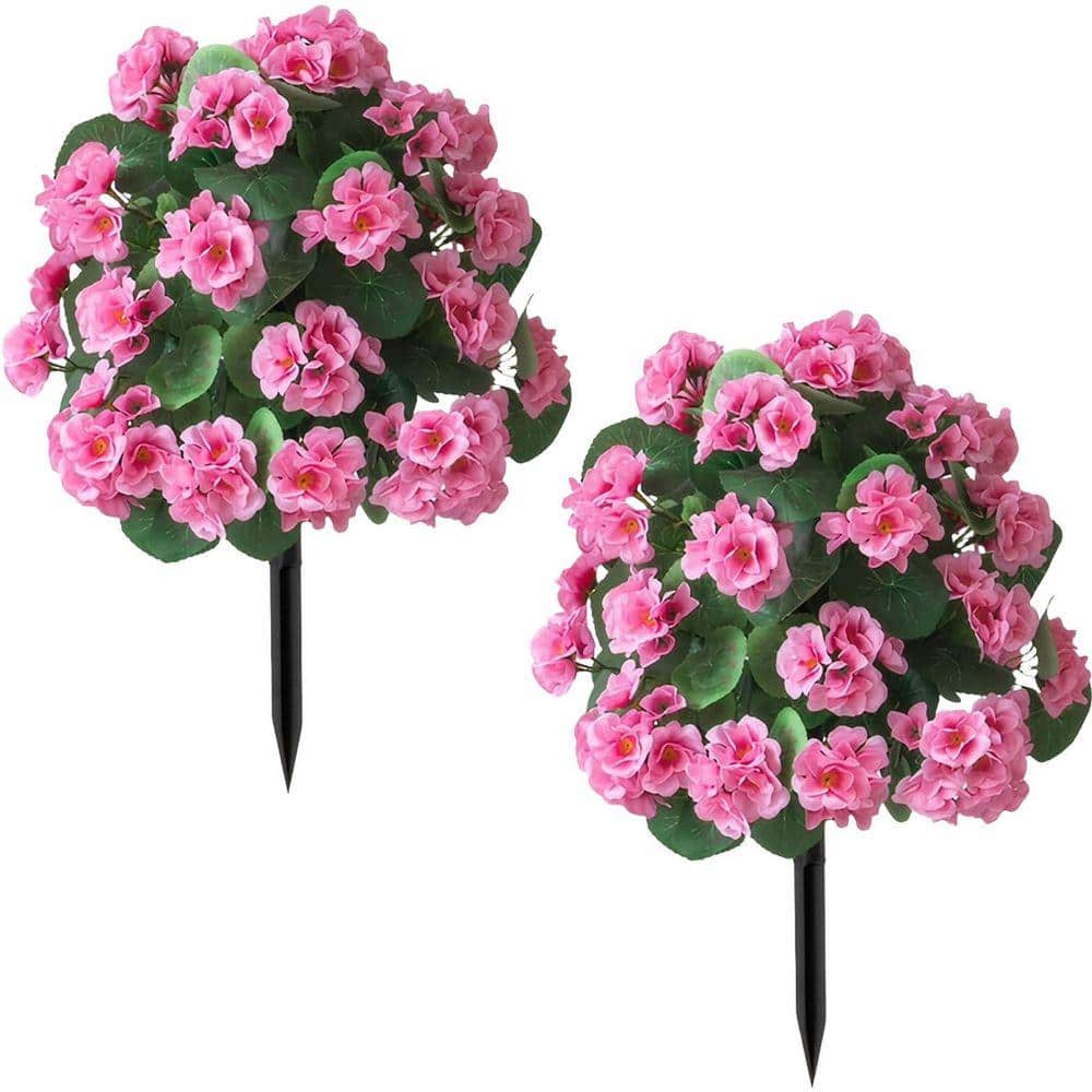 6 in. Pink Begonia Artificial Shrub Outdoor UV Resistant Realistic