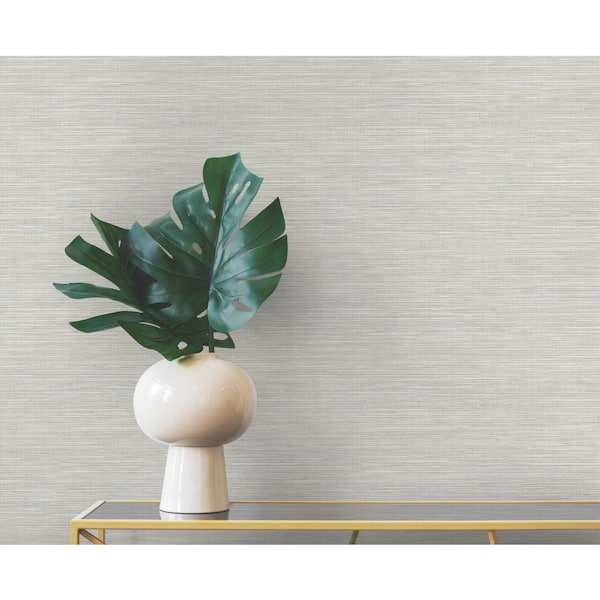 Winn Light Grey Faux Grasscloth Wallpaper Sample