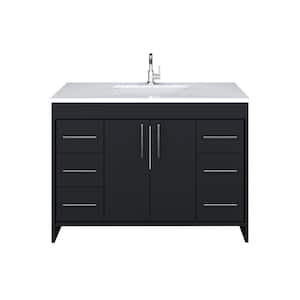 Capri 48 in. W x 22 in. D Bathroom Vanity in Black with Microstone Vanity Top in White with White Basin