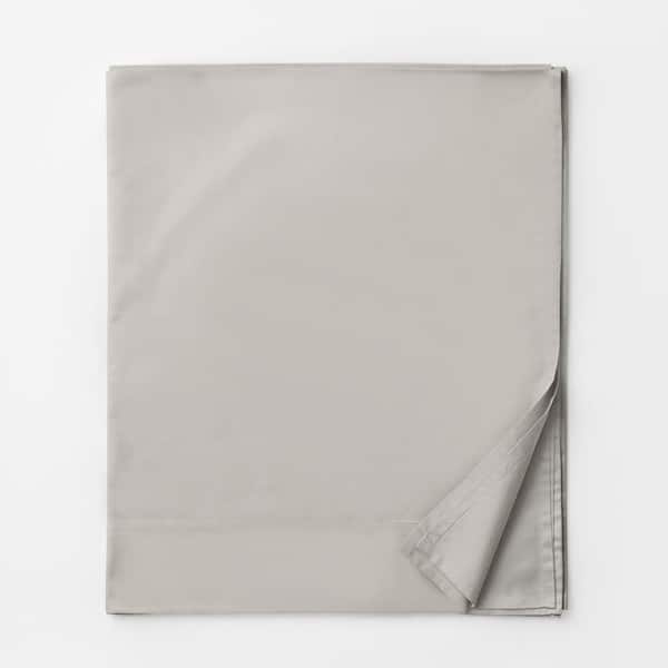 The Company Store Legends Luxury Solid Sterling Gray 500-Thread Count Cotton Sateen King Flat Sheet