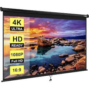 100 in. Manual Pull Down Projector Screen in Black