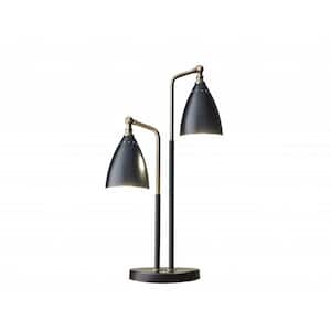 Charlie 32.5 in. Black Integrated LED No Design Interior Lighting Table Lamp for Living Room w/Black Metal Shade