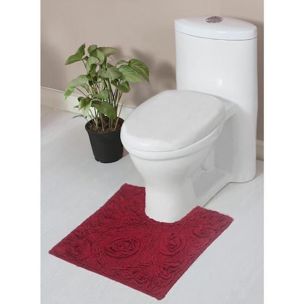 HOME WEAVERS INC Modesto Bath Rug 100% Cotton Bath Rugs Set, 20 in. x20 in. Contour, Red