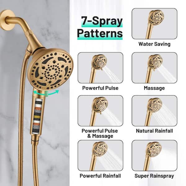 Heemli Rainfull 7-Spray Handheld Shower Faucet Kit with Valve 1.8