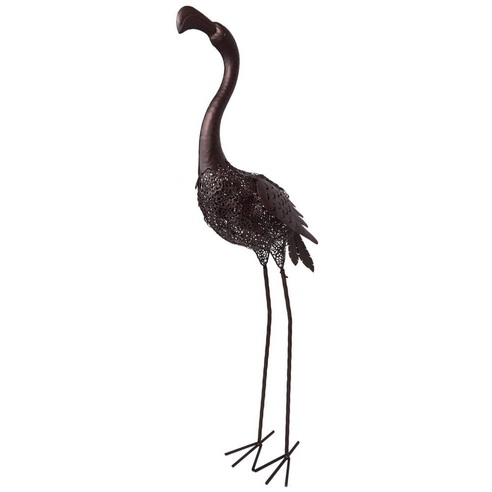 40 in. Steel Indoor/Outdoor Animal Garden Flamingo Metal Sculpture Statue w