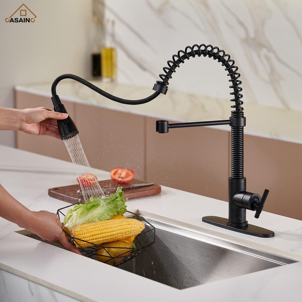 Matte Black Stainless Steel Pull-Out Kitchen Faucet