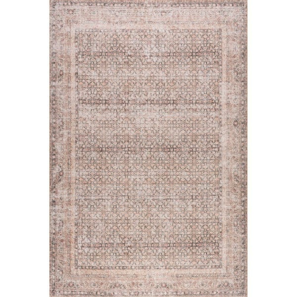 nuLOOM Hillstone Collection Traditional Vintage Medallion Olene Light Brown 4 ft. x 6 ft. Area Rug