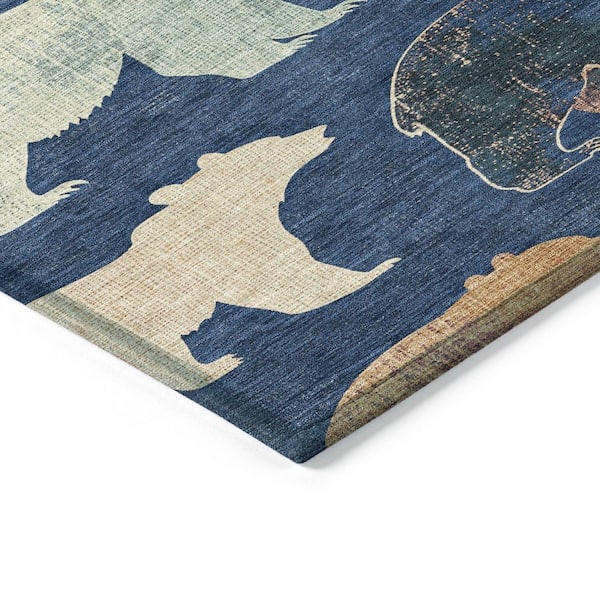 Chantille Machine Washable Indoor/Outdoor Abstract ACN2338 Navy 3 ft. x 5 ft. Area Rug