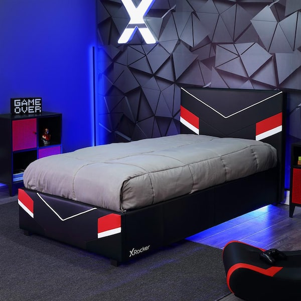 X Rocker Orion eSports Gaming Bed Frame, Black/Red, Twin
