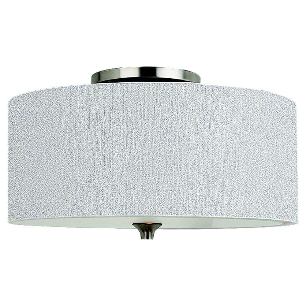 Sea Gull Lighting Stirling 14-in Brushed Nickel Transitional Incandescent Semi-flush Mount Light