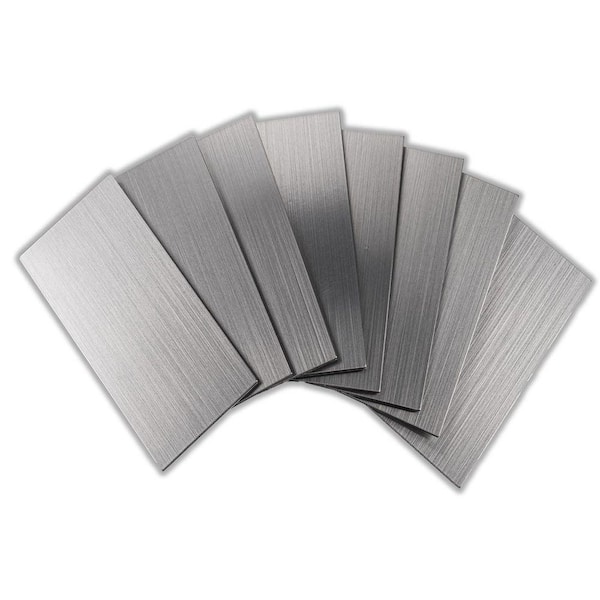 Brushed Stainless Finish 3 in. x 6 in. PVC Peel and Stick Backsplash Subway Tile 100-Pack Waterproof Heat Resistant