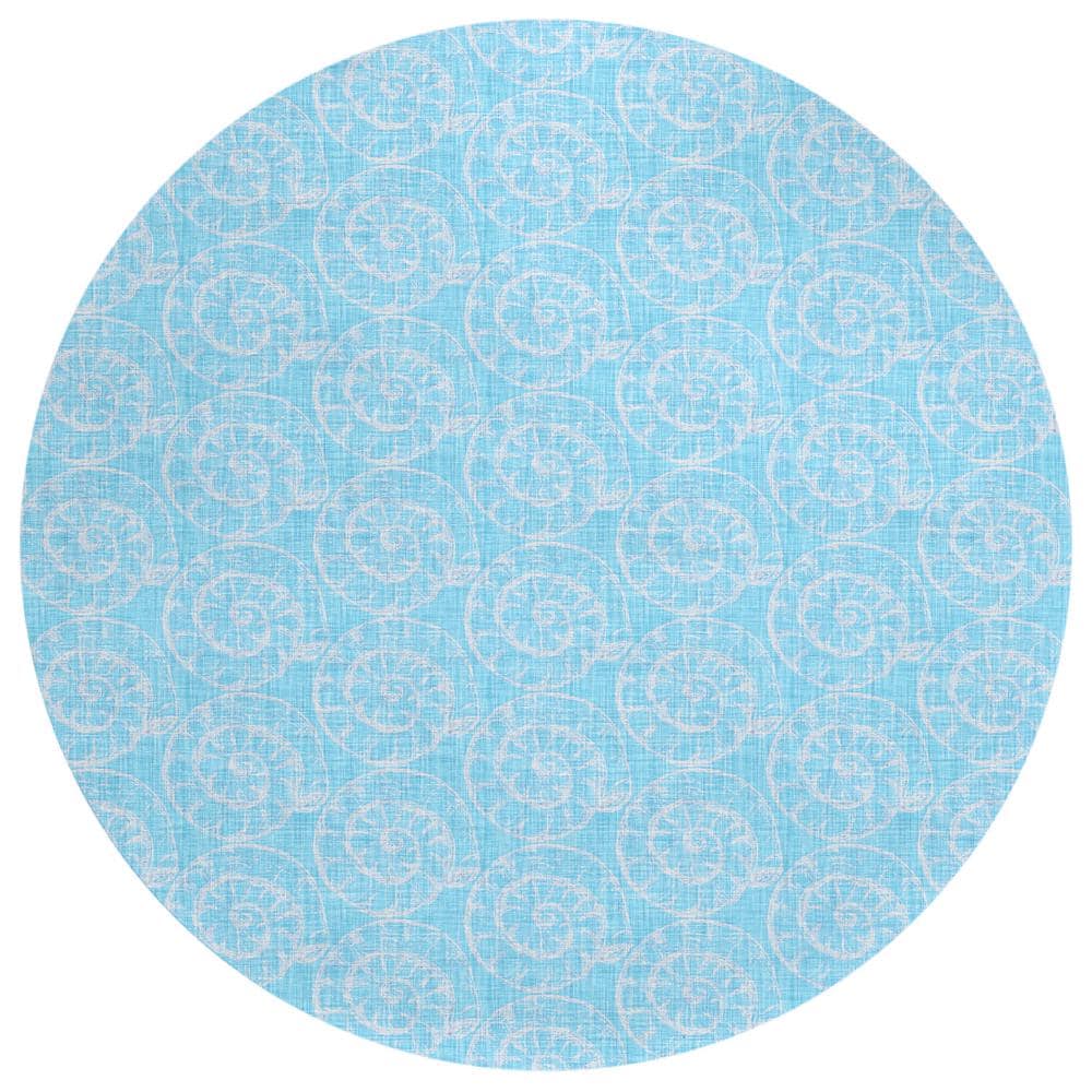 Surfside Blue 8 ft. x 8 ft. Geometric Indoor/Outdoor Area Rug