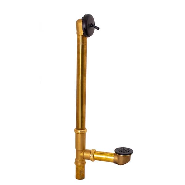 Westbrass 22 in. Brass Trip Lever Bath Waste Drain in Matte Black