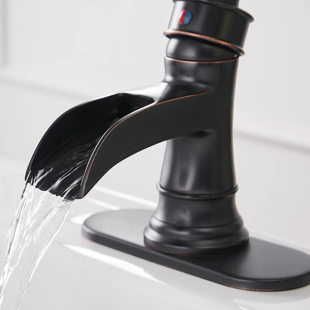 Oil Rubbed Bronze Single-Handle Waterfall Bathroom Faucet