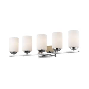 Bordeaux 30.75 in. 5-Light Chrome Vanity Light with Glass Shade