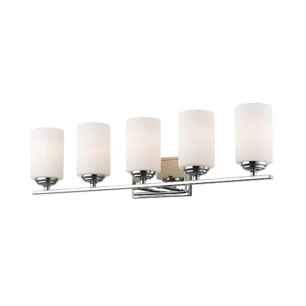 Unbranded Bordeaux 30.75 in. 5-Light Chrome Vanity Light with Glass Shade