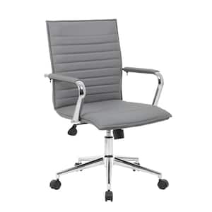 Gray Contemporary Styled Task Chair with Chrome Finish Arms and Adjustable Seat Height